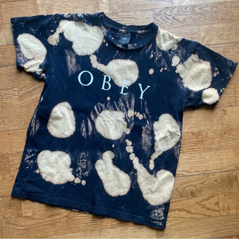 OBEY black bleach tie dye tee